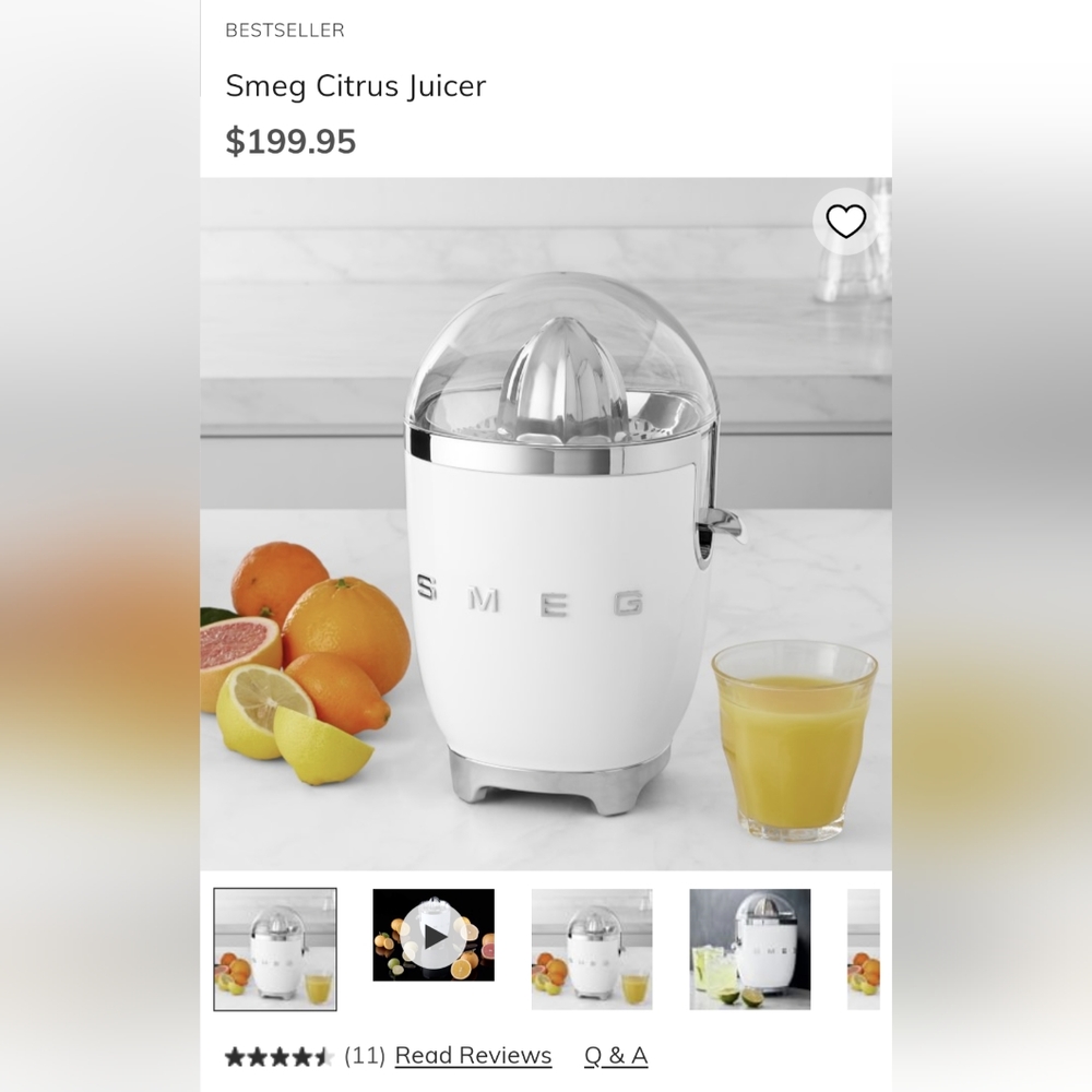 Brand New Smeg Citrus Juicer (White)